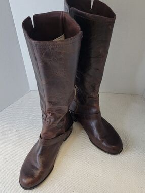 UGG Women's Channing II Brown Distressed Leather Riding Boots Women's Size 8